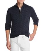 The Men's Store At Bloomingdale's Suede-accented Half-zip Cable-knit Sweater - 100% Exclusive