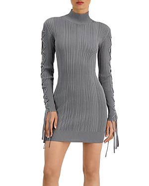 Herve Leger Ribbed Lace Mini Bodycon Dress