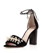 Kate Spade New York Iverna Embellished Velvet Lace Up High Heel Sandals