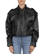 The Kooples Oversized Cropped Leather Jacket