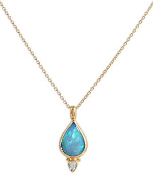 Gurhan 24k/22k Yellow Gold Rune Opal & Diamond Pendant Necklace, 16-18