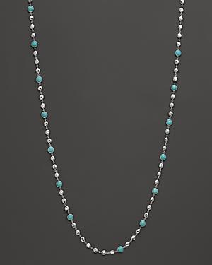 Ippolita Rock Candy Long Multi Stone And Flat Hammered Bead Necklace In Turquoise, 36