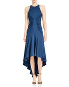 Halston Heritage Sleeveless Ruched High/low Gown