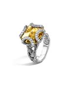 John Hardy Sterling Silver Classic Chain Medium Braided Ring With Citrine And Diamonds