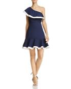 Aqua One-shoulder Color-block Ruffle Dress - 100% Exclusive