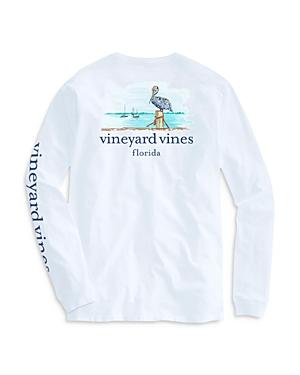 Vineyard Vines Florida Long Sleeve Painterly Pelican Pocket Tee