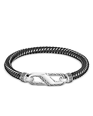 John Hardy Men's Sterling Silver Classic Woven Black Rubber Carabiner Clasp Bracelet