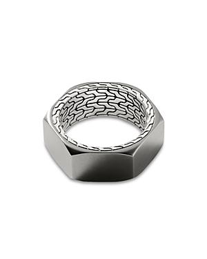John Hardy Men's Sterling Silver & Black Rhodium Classic Chain Industrial Look Hexagon Band