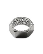 John Hardy Men's Sterling Silver & Black Rhodium Classic Chain Industrial Look Hexagon Band