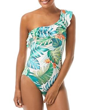 Vince Camuto Printed Ruffled One Piece Swimsuit