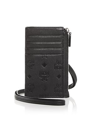 Mcm Embossed Logo Monogram Leather Card Case