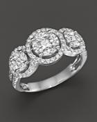 Diamond Triple Cluster Halo Ring In 14k White Gold, 1.25 Ct. T.w. - 100% Exclusive