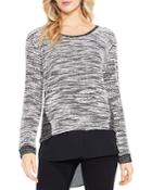 Vince Camuto Marled Mixed Media Shirttail Top