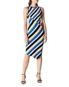 Karen Millen Asymmetric Striped Rib-knit Dress