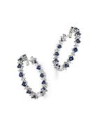 Diamond And Sapphire Inside-out Hoop Earrings In 14k White Gold - 100% Exclusive