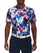 Robert Graham Rip Tide Stretch Watercolor Sonar Print Classic Fit Performance Polo Shirt