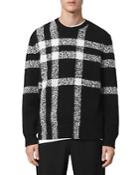 Allsaints Arkade Wool Blend Check Oversized Fit Crewneck Sweater