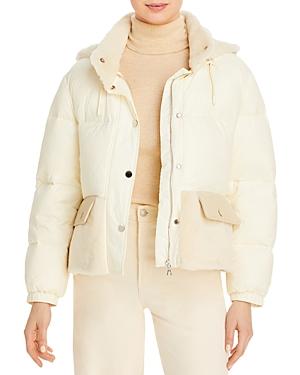 Yves Salomon Shearling Trim Cropped Puffer Jacket
