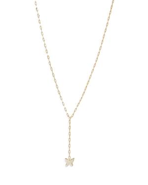 Argento Vivo Cubic Zirconia & Butterfly Lariat Necklace In 14k Gold Plated Sterling Silver, 16-18