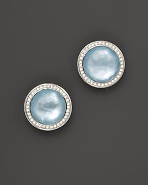 Ippolita Sterling Silver Stella Studs In Blue Topaz, Mother-of-pearl Doublet With Diamonds