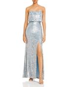 Aqua Sequined Strapless Overlay Gown - 100% Exclusive