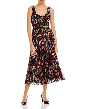 Jason Wu Pleated Crinkle Chiffon Sleeveless Midi Dress