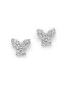 Diamond Butterfly Stud Earrings In 14k White Gold, .35 Ct. T.w. - 100% Exclusive