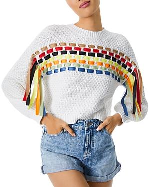 Alice+olivia Claudette Ribbon Fringe Sweater