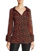 Alice And Olivia Emmerson Flocked Heart Shirt