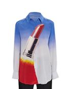 Lanvin Lipstick Print Silk Button Front Shirt