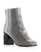 Robert Clergerie Women's Keyla Snake-embossed Leather Block-heel Booties