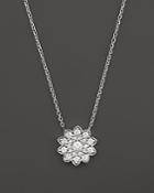 Diamond Cluster Flower Pendant Necklace In 14k White Gold, .65 Ct. T.w.