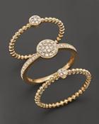 Diamond Pave 3 Ring Set In 14k Yellow Gold, .50 Ct. T.w.