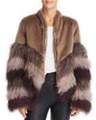 Urbancode Color-blocked Fur Coat