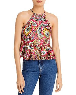Cinq A Sept Sofie Printed Peplum Hem Top