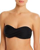 Shoshanna Black Tide Jacquard Twist Bandeau Bikini Top