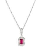 Bloomingdale's Ruby & Diamond Halo Pendant Necklace In 14k White Gold, 16 - 100% Exclusive