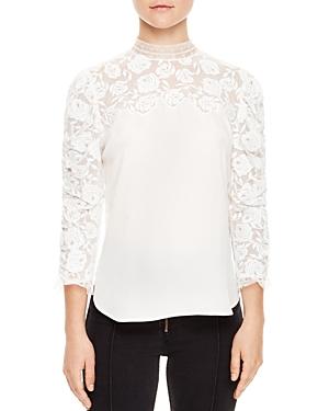 Sandro Maden Silk-front Lace Top