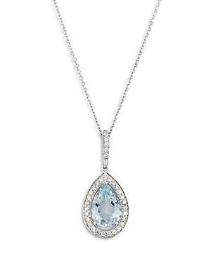 Bloomingdales Pear Shaped Aquamarine & Diamond Pendant Necklace In 14k White Gold, 16 - 100% Exclusive