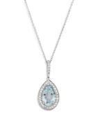 Bloomingdales Pear Shaped Aquamarine & Diamond Pendant Necklace In 14k White Gold, 16 - 100% Exclusive