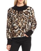 Vince Camuto Leopard Mock-neck Sweater