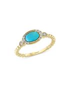 Bloomingdale's Turquoise & Diamond Stack Ring In 14k Yellow Gold - 100% Exclusive