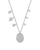 Meira T 14k White Gold Baguette Diamond Disc Necklace, 16