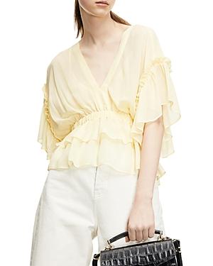 The Kooples Flowing V Neck Frilled Top