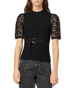 Sandro Jina Belted Lace-sleeve Top