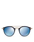 Oliver Peoples Remick Mirrored Brow Bar Round Sunglasses, 50mm
