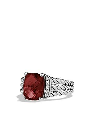 David Yurman Petite Wheaton Ring With Garnet And Diamonds