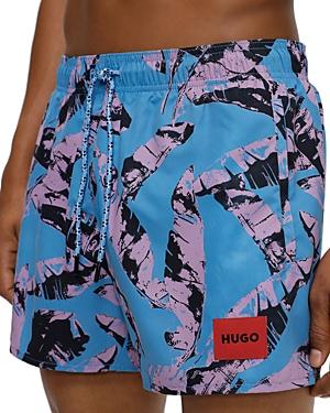 Hugo Paloma Palm Print Regular Fit Swim Trunks