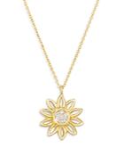Bloomingdale's Diamond Sunflower Pendant Necklace In 14k Yellow Gold, 0.10 Ct. T.w. - 100% Exclusive
