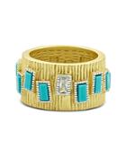 Freida Rothman Two-tone Sterling Silver Cubic Zirconia & Turquoise Ring